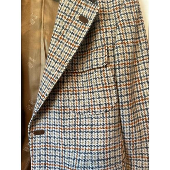 DAKS London Wool Men’s Blazer Elbow Patch Vintage Sport Coat Houndstooth Med 42R - Picture 4 of 9